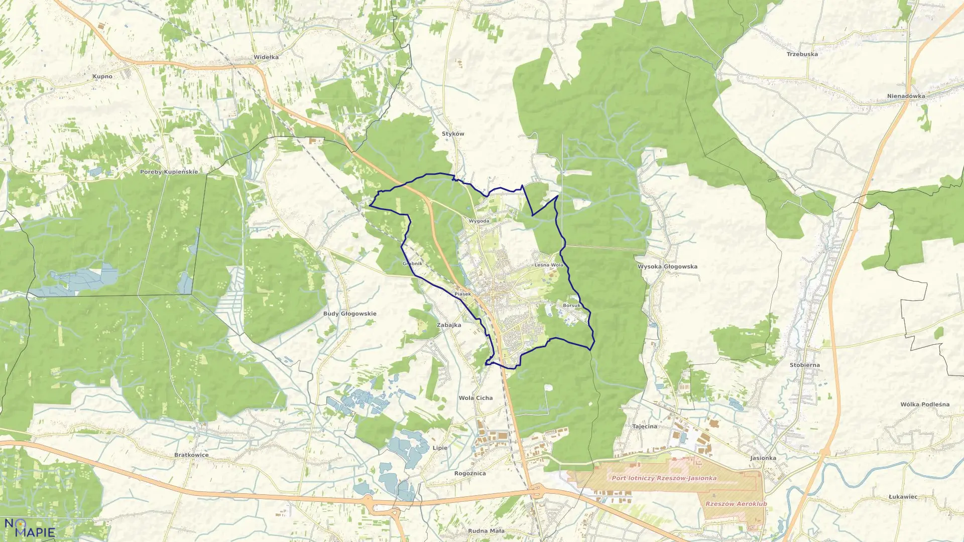 Mapa obrębu Głogów Małopolski w gminie Głogów Małopolski