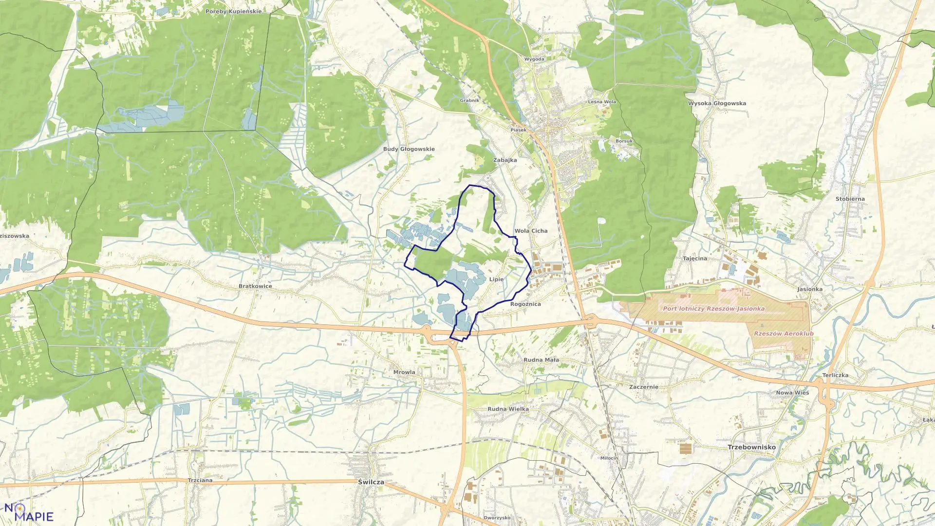 Mapa obrębu Lipie w gminie Głogów Małopolski