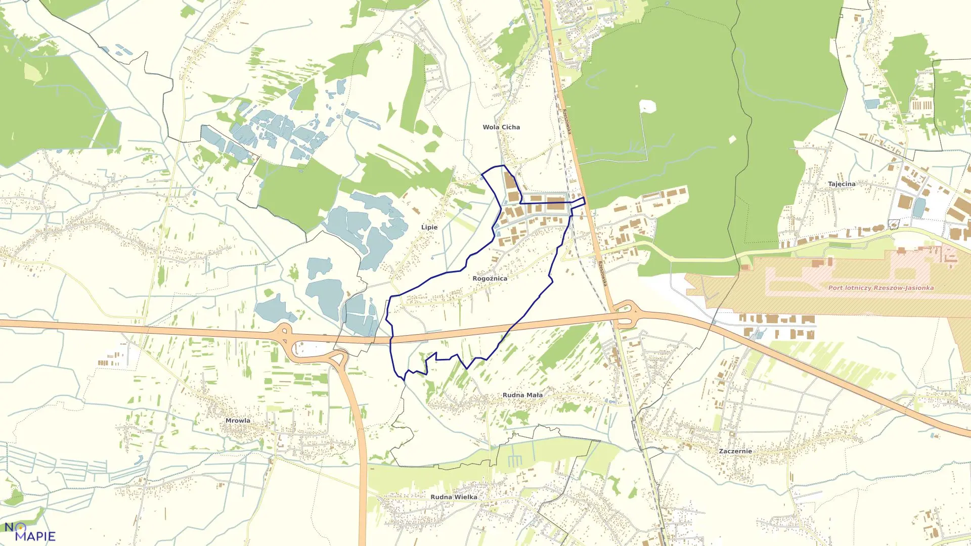 Mapa obrębu Rogoźnica w gminie Głogów Małopolski